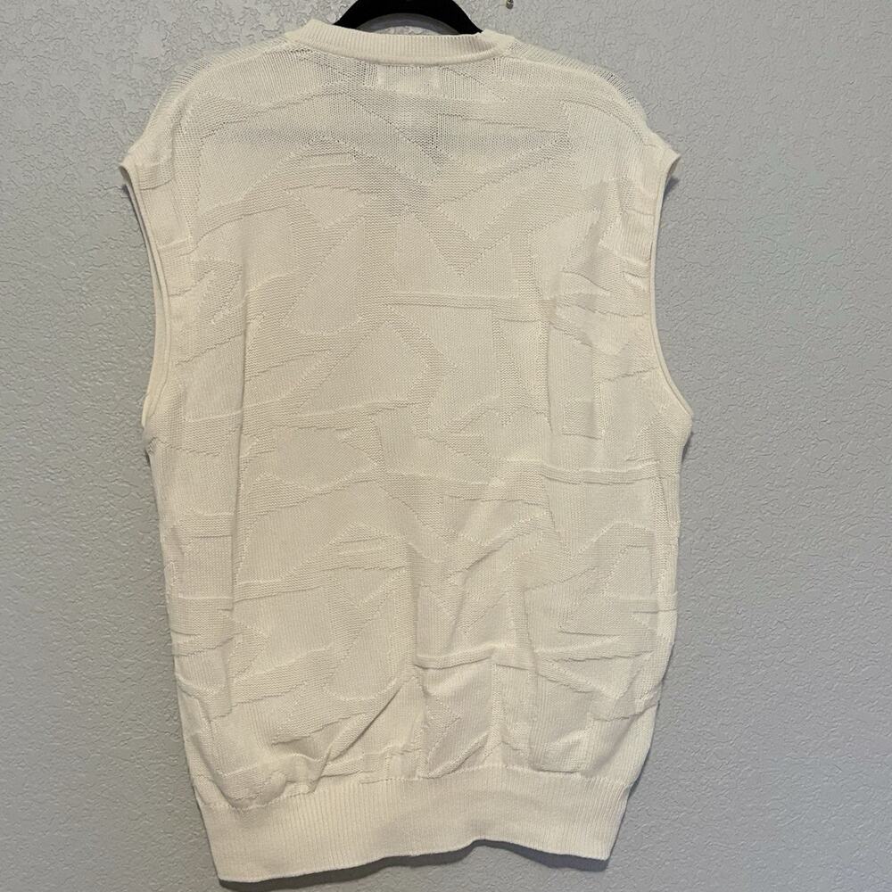 Vintage 90s FILA Men’s Sweater Vest Tennis V Neck Geometric Ivory Size M - Picture 3 of 6